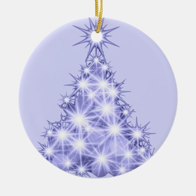 Lavender Christmas Tree Ceramic Ornament (Front)