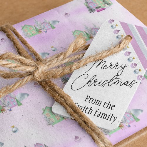 Lavender Christmas village Purple  Wrapping Paper