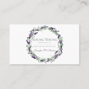 Lavender Circle Frame Purple Elegant Floral Business Card