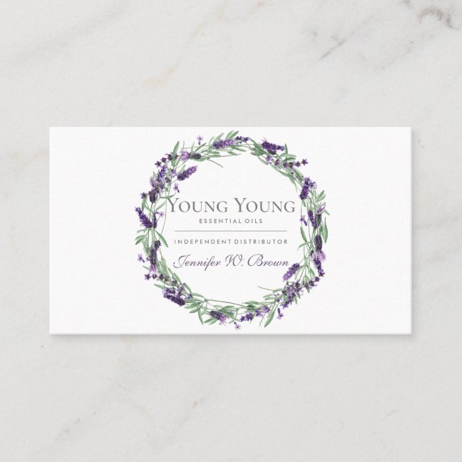Lavender Circle Frame Purple Elegant Floral Business Card