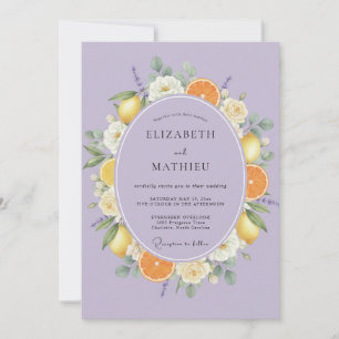 Lavender Citrus Fruit Eucalyptus Wedding Invitation