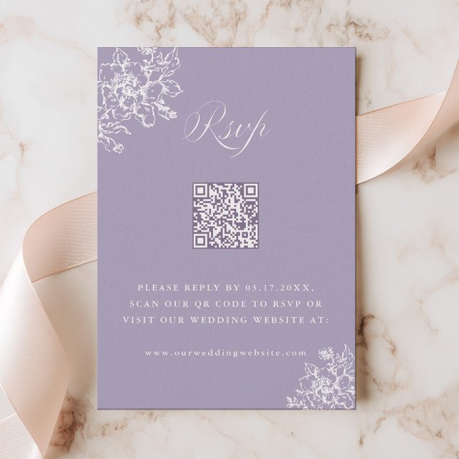 Lavender Classic Bloom Garden Wedding QR Code RSVP Card (Creator Uploaded)