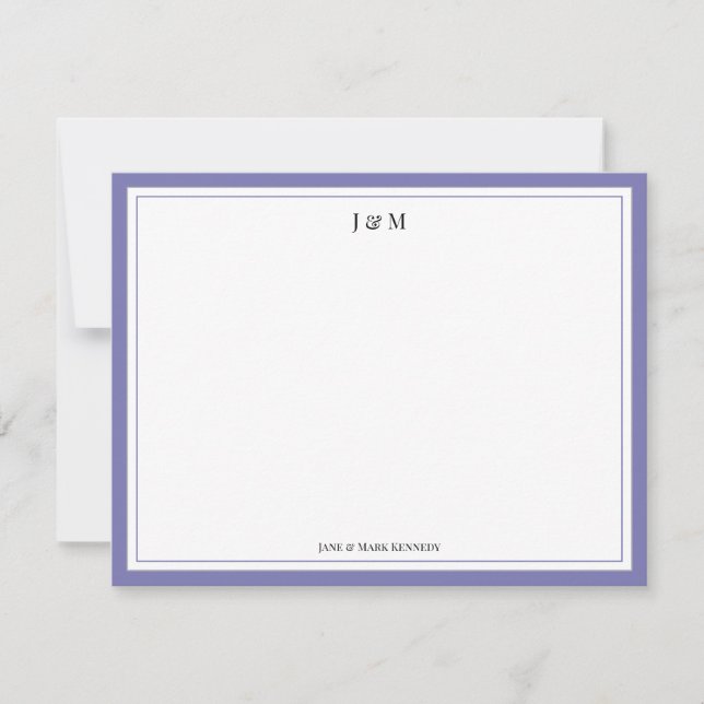 Lavender Classic Custom Couple Monogram  Note Card (Front)