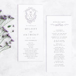 Lavender Classic Floral Crest Wedding Ceremony Program<br><div class="desc">This wedding ceremony program features a Victorian French floral crest with monograms and wedding party details on the back. For more advanced customization of this design,  please click the DESIGN TOOL BUTTON. Matching items are also available.</div>