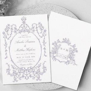 Lavender Classic Floral Frame Wedding            Invitation