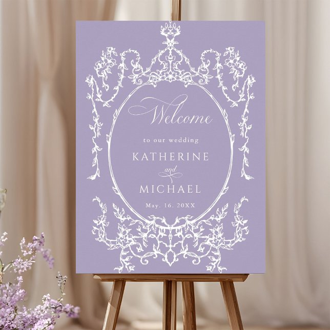Lavender Classic Floral Frame Wedding Welcome  Foam Board (Creator Uploaded)
