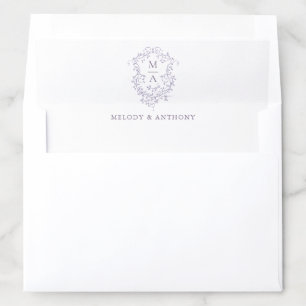 Lavender Classic French Floral Crest Wedding  Envelope Liner