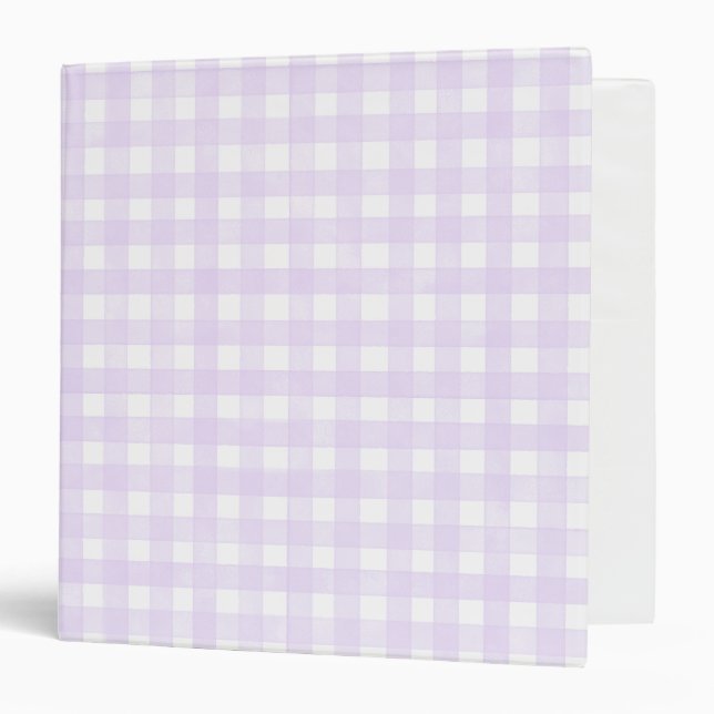 Lavender Classic Gingham 3 Ring Binder (Front/Inside)