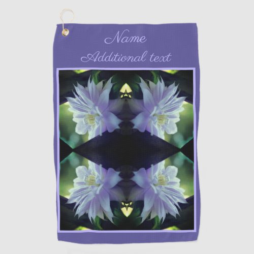 Lavender Clematis Flower Abstract Personalized Golf Towel