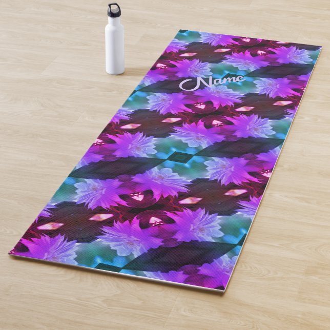 Lavender Clematis Flower Abstract Personalized  Yoga Mat (In Situ)