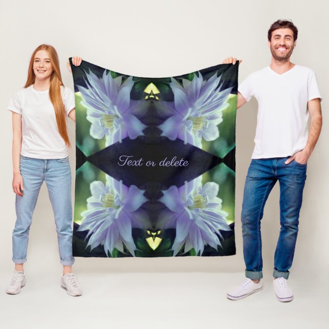 Lavender Clematis Flower Art Personalized Fleece Blanket (In Situ)