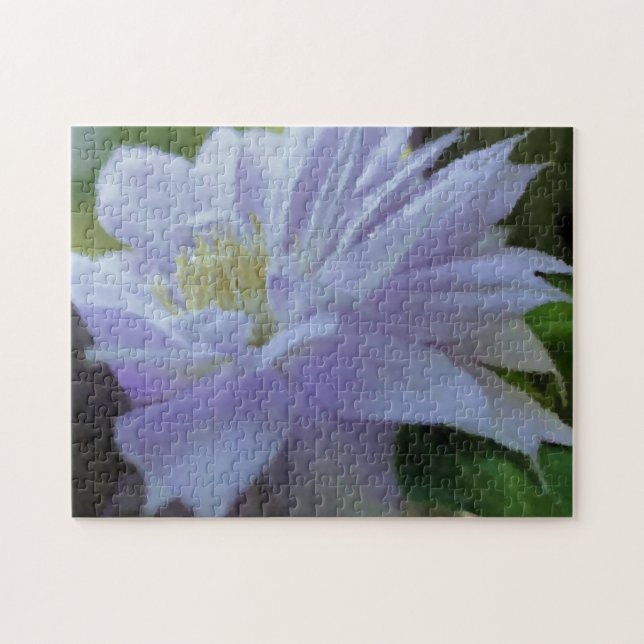 Lavender Clematis Flower Art Photo Painting  Jigsaw Puzzle (Horizontal)