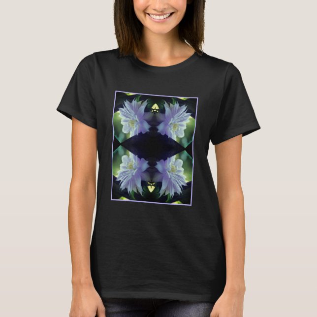Lavender Clematis Flower In Trellis Abstract Art T-Shirt (Front)