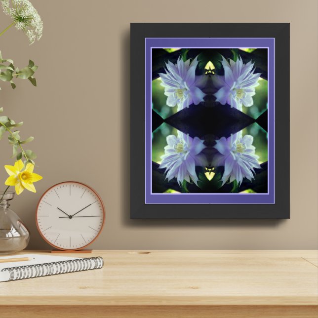 Lavender Clematis Flower In Trellis Abstract Framed Art (Table Top)