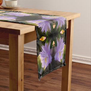 Lavender Clematis Flower In Trellis Abstract Short Table Runner
