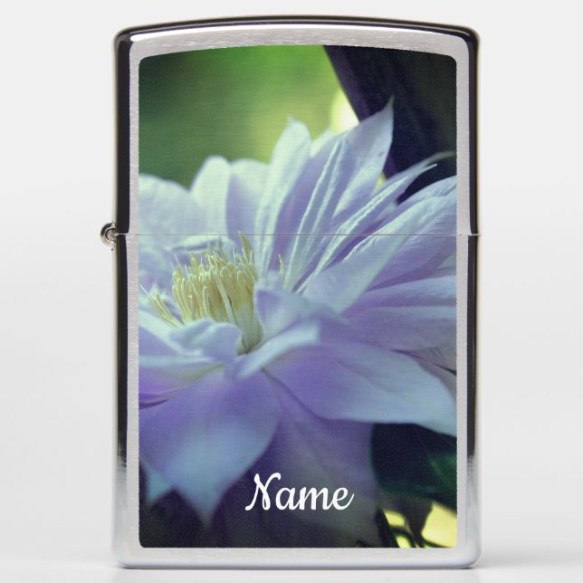 Lavender Clematis Flower In Trellis Personalized Zippo Lighter (Front)
