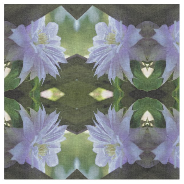 Lavender Clematis Flower Nestled In Trellis  Fabric (Close Up)