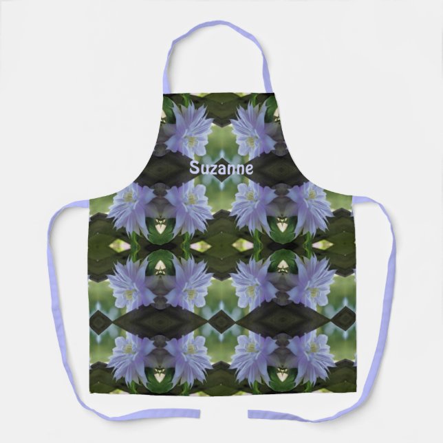 Lavender Clematis Flower Pattern Personalized     Apron (Front)