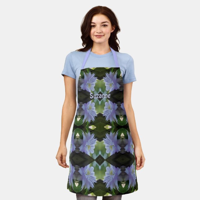 Lavender Clematis Flower Trellis Personalized     Apron (Worn)
