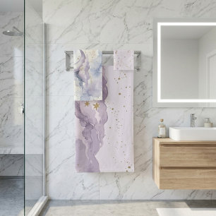 Lavender cloud watercolour celestial Bath Towel Set