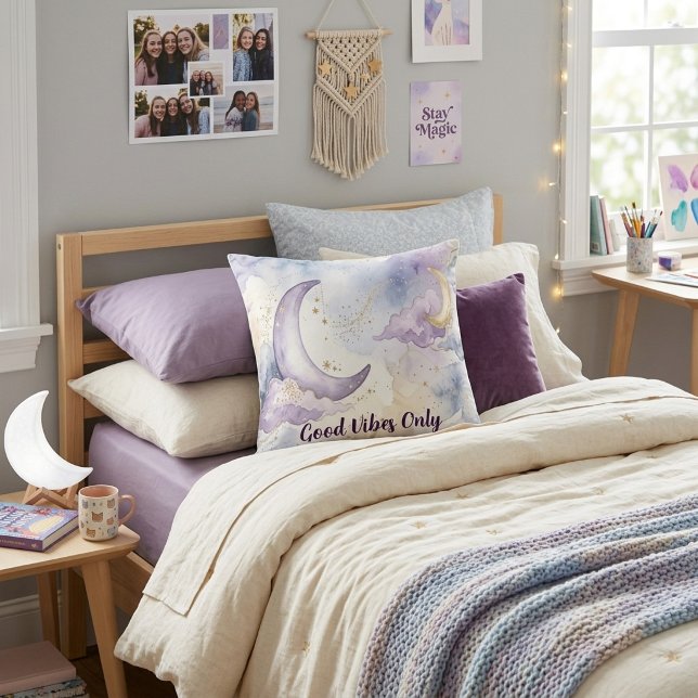  Lavender cloud watercolour celestial  Throw Pillow (Creator Uploaded)