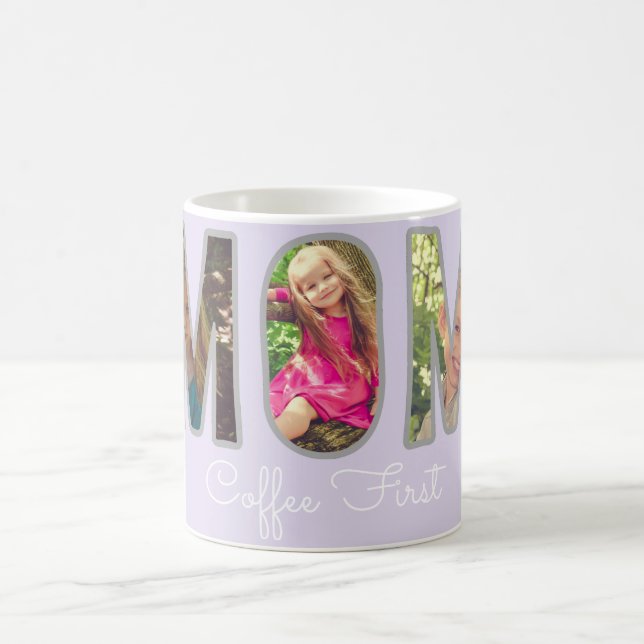 Lavender Coffee First MOM Photo Collage Mug (Center)