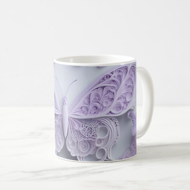 Lavender Color Butterfly Coffee Mug (Front Right)