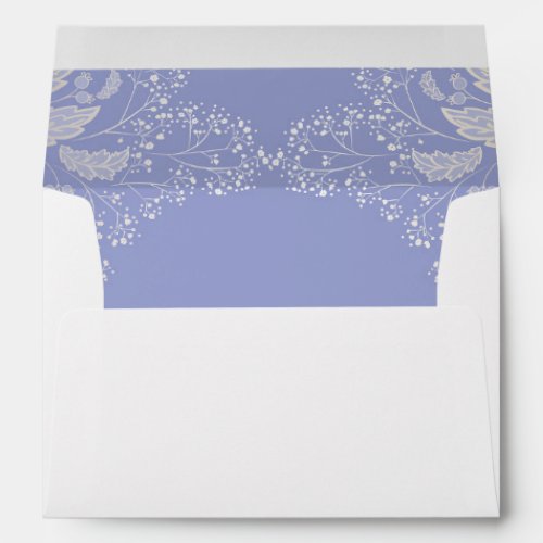 Lavender Color Elegant Foliage and Baby's Breath Envelope - Elegant and modern floral botanical lavender color wedding envelopes