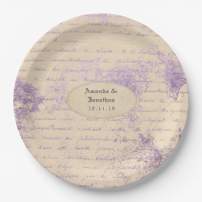 Lavender color theme Wedding Paper Plates (Front)