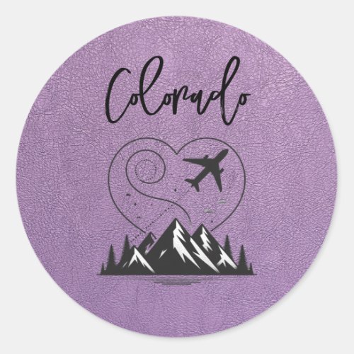 Lavender Colorado Passport  Classic Round Sticker
