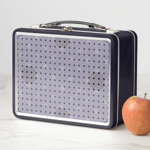Lavender Colored Abstract Polka Dots Dark g1 Metal Lunch Box