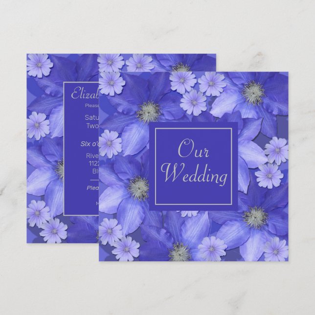 Lavender Colored Floral Wedding Invitation (Front/Back)