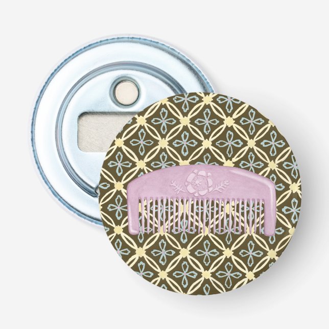Lavender Comb on Chocolate Background Bottle Opener (Front)