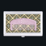 Lavender Comb on Chocolate Background Business Card Case<br><div class="desc">A beautiful lavender comb sits on a chocolate background in this print by Megan Meagher. Floral designs peek out from behind the comb,  which also has a lovely flower on it. A great gift for fashionistas or lovers of purple!</div>