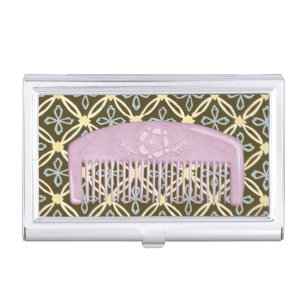 Lavender Comb on Chocolate Background Business Card Case