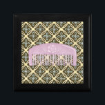Lavender Comb on Chocolate Background Jewelry Box<br><div class="desc">A beautiful lavender comb sits on a chocolate background in this print by Megan Meagher. Floral designs peek out from behind the comb,  which also has a lovely flower on it. A great gift for fashionistas or lovers of purple!</div>