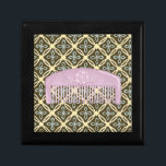 Lavender Comb on Chocolate Background Jewelry Box<br><div class="desc">A beautiful lavender comb sits on a chocolate background in this print by Megan Meagher. Floral designs peek out from behind the comb,  which also has a lovely flower on it. A great gift for fashionistas or lovers of purple!</div>