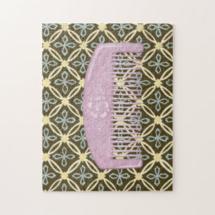 Lavender Comb on Chocolate Background Jigsaw Puzzle