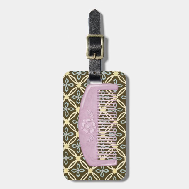 Lavender Comb on Chocolate Background Luggage Tag (Front Vertical)