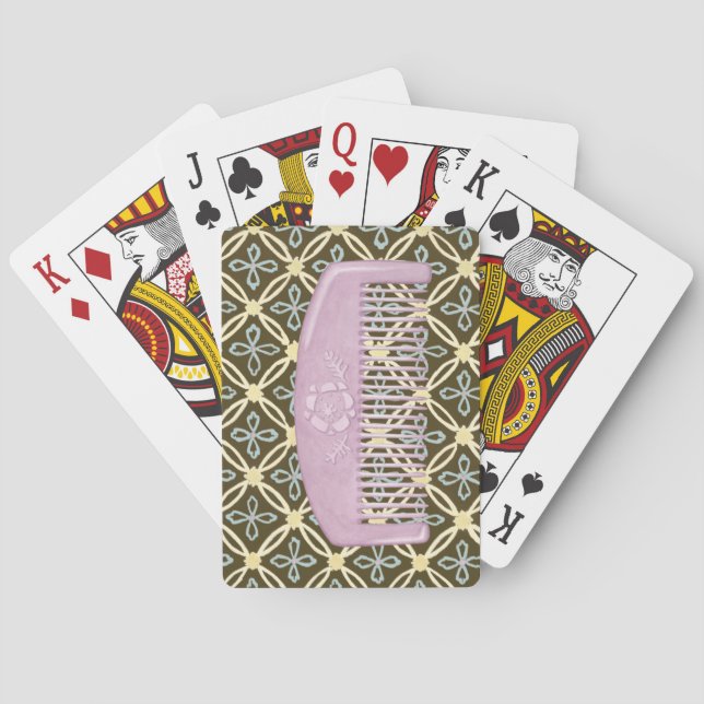 Lavender Comb on Chocolate Background Poker Cards (Back)