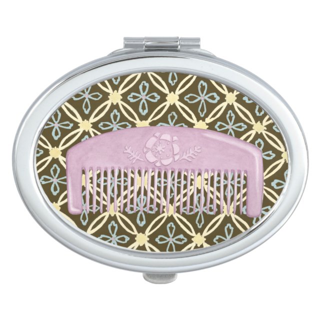 Lavender Comb on Chocolate Background Vanity Mirror (Front)