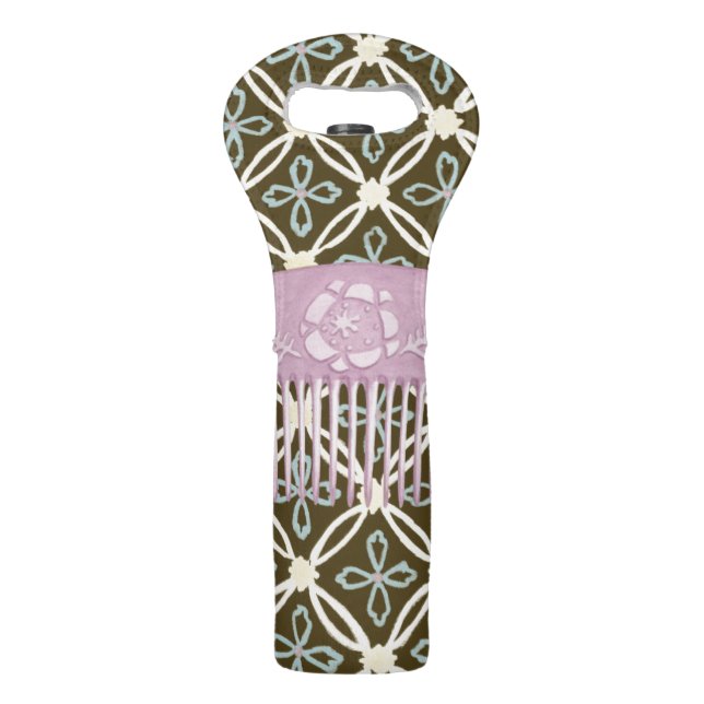 Lavender Comb on Chocolate Background Wine Bag (Back)