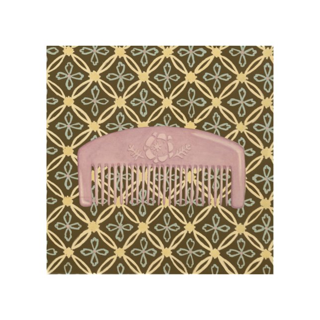 Lavender Comb on Chocolate Background Wood Wall Art (Front)