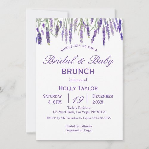 Lavender Combined Baby Shower and Bridal Shower Invitation