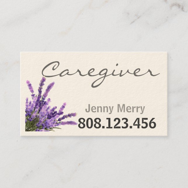 Lavender Comfort: Caregiver Business Cards (Front)
