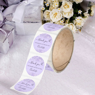 Lavender confetti thank you heart classic round sticker