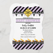 Lavender Construction Baby Shower Invitation (Front/Back)