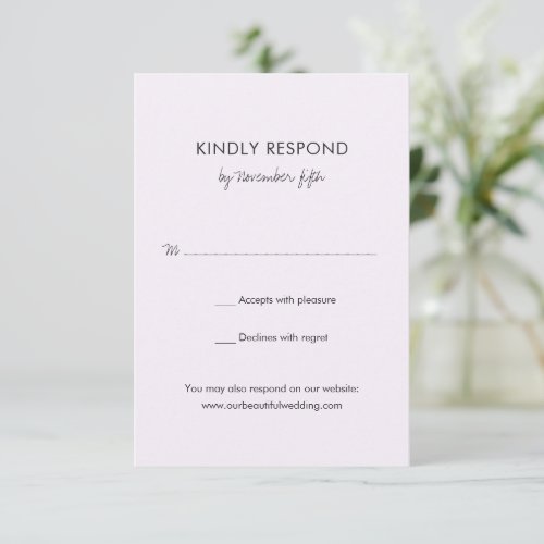 Lavender Contemporary Script Modern Wedding RSVP Card