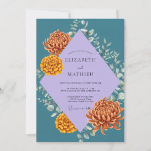 Lavender Copper Dahlia Wedding Invitation