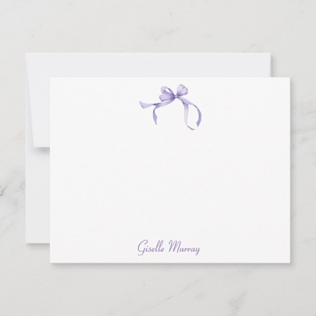 Lavender Coquette Ribbon Personalized Note Cards (Front)